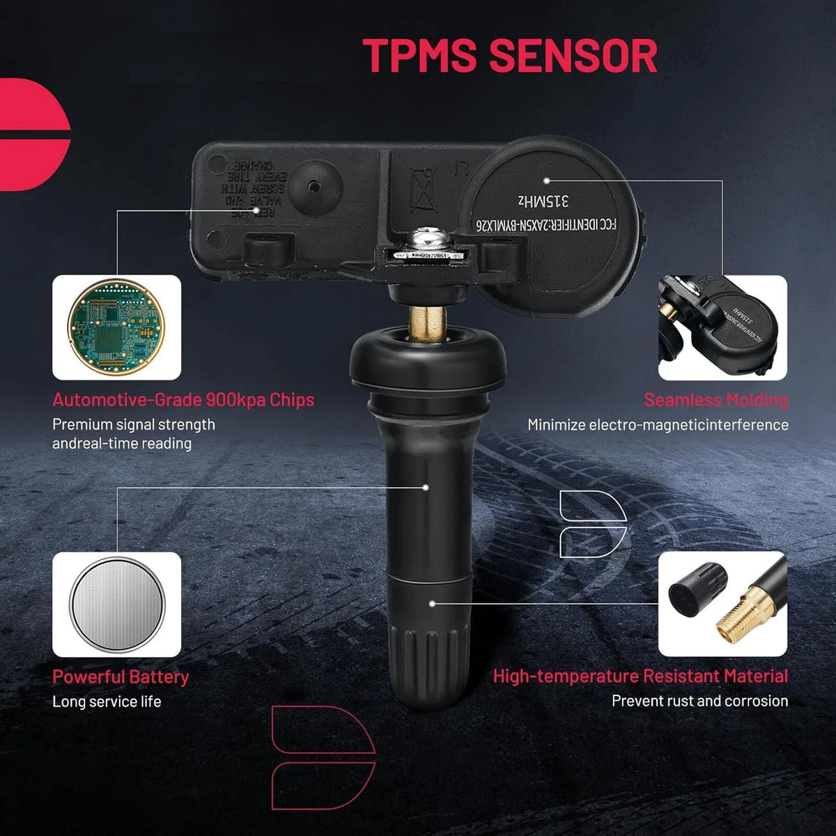 TPMS Sensors (Set of 4) for Yukon 2007-2009, Sierra 2007-2009