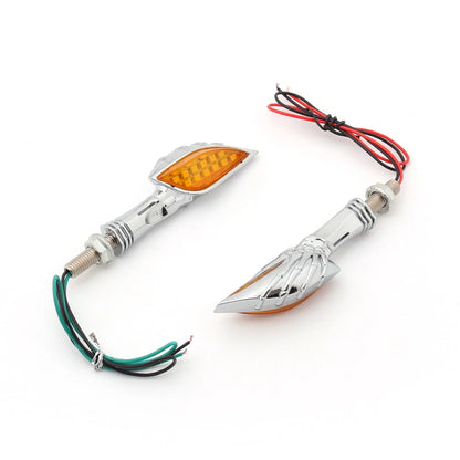 Universal Motorcycle Chrome Skeleton Hand LED Turn Signals (Amb)