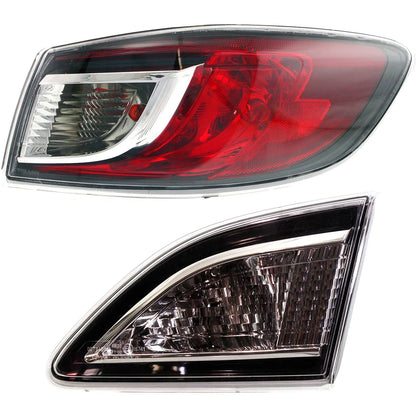Tail Light Set for Mazda 3 (2010–2013) Right Side Inner & Outer Halogen