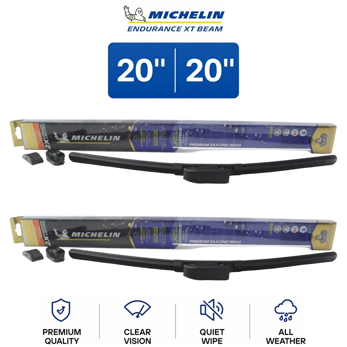 Wiper Blade Set (2) for Dodge Durango 1998-2000 - 20" Michelin Endurance XT