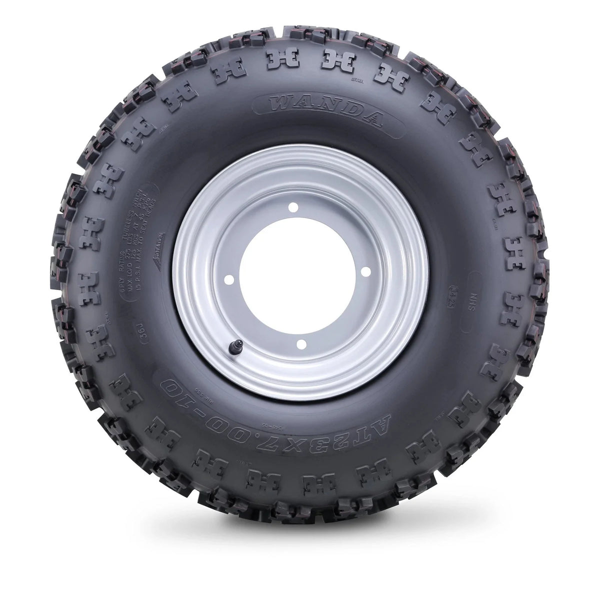 2 Wanda ATV Tires 23X7-10 with 4x156mm PCD 2+3 Offset Silver Wheels (10063)
