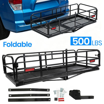2" Receiver Folding Trailer Hitch Cargo Carrier Basket (500 lbs)