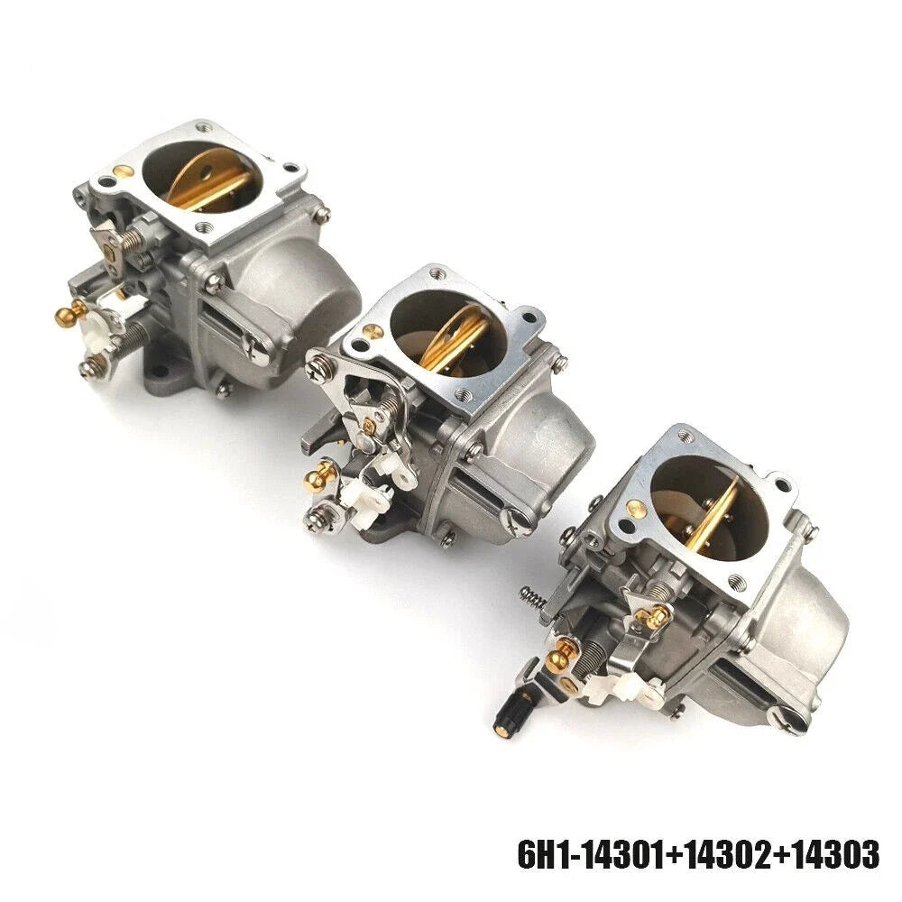 Carburetor Set of 3 for Yamaha 90HP 2-Stroke Outboard (6H1-14301/14302/14303)