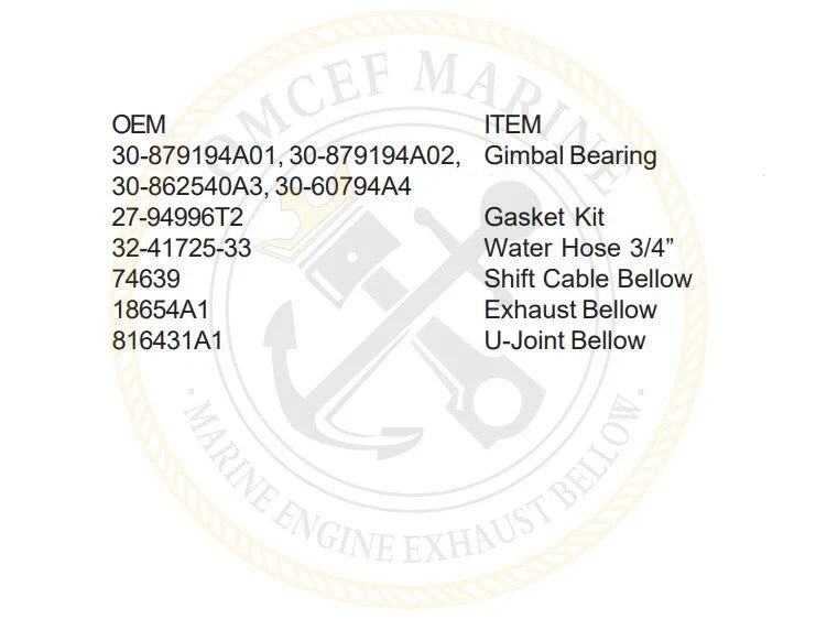 Transom Repair Kit for Mercruiser Alpha One Gen 2 (30-803099T1)