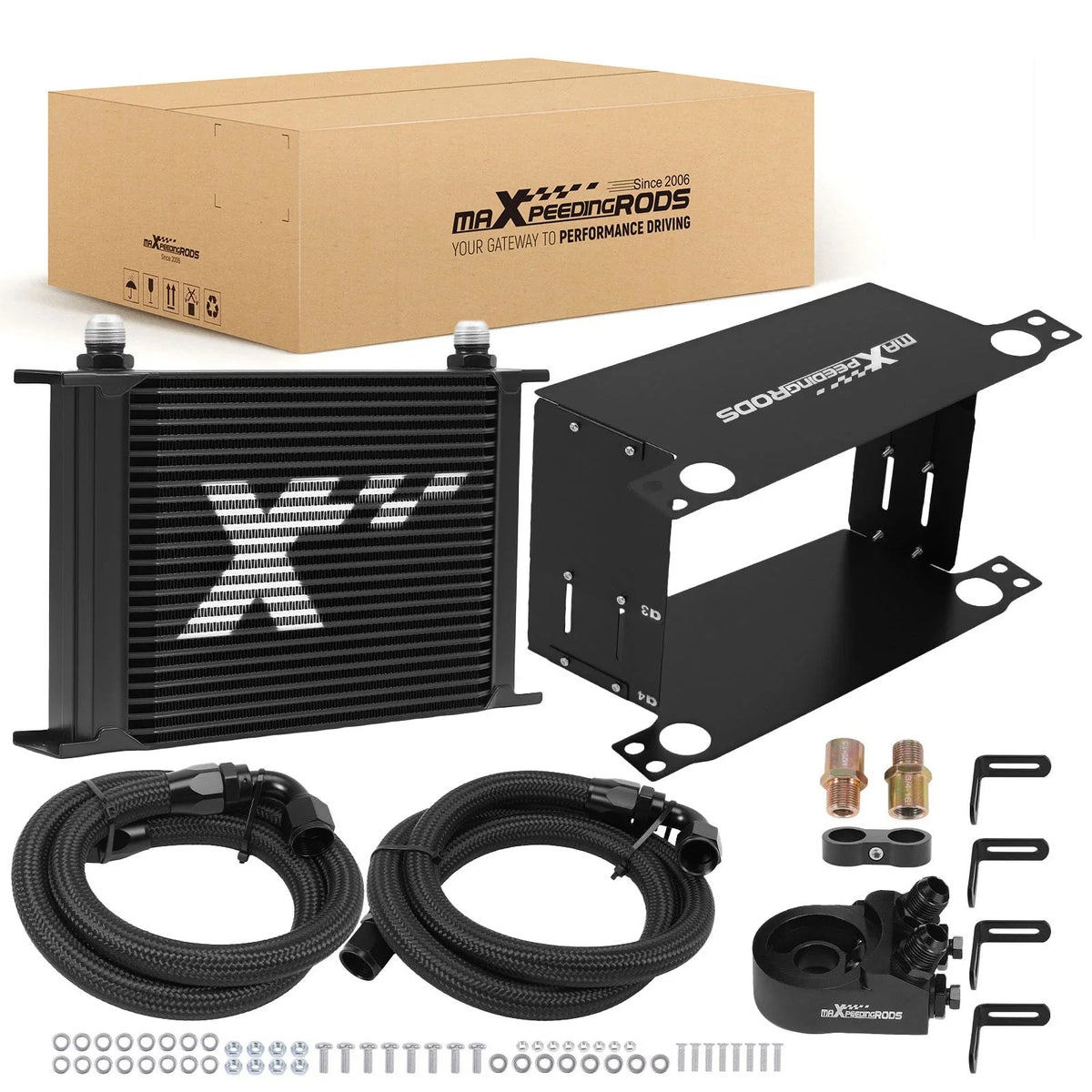 Engine Oil Cooler Kit for Universal Applications (10AN, Aluminum, Black)