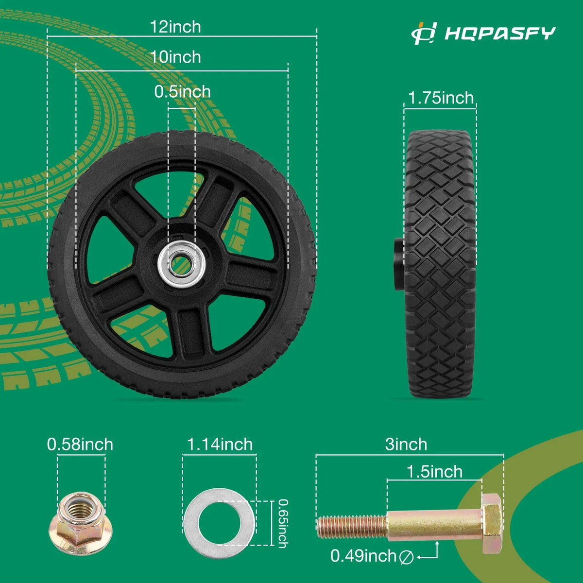 2X 12" Plastic Wheels for Craftsman Mower (Fits )