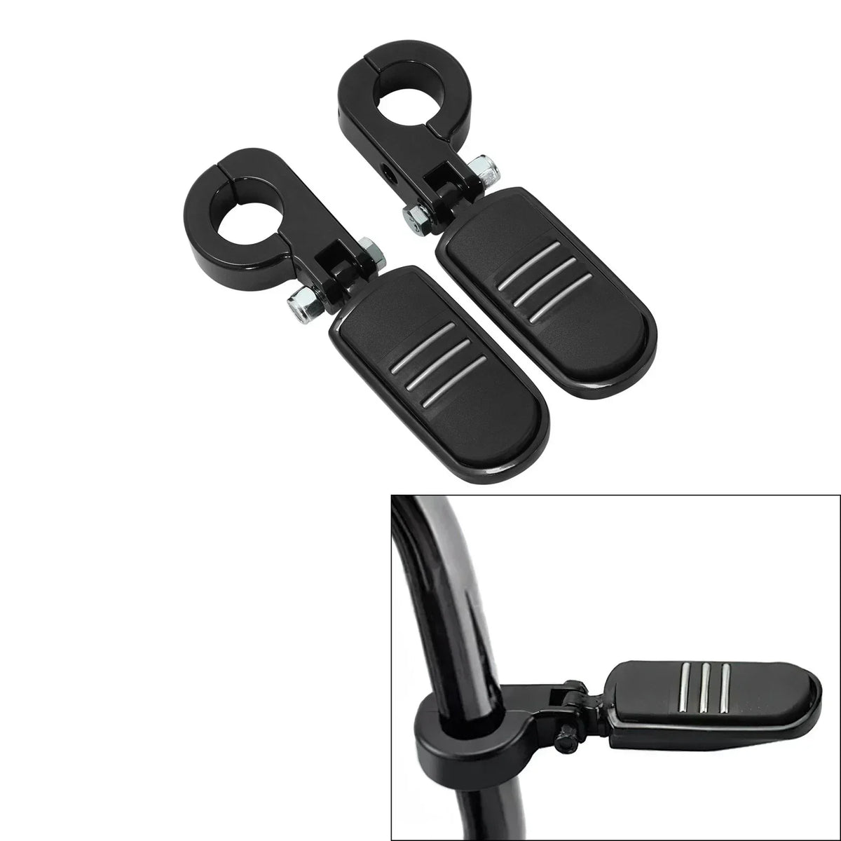 Highway Engine Guard Footpegs 1.25" Black for Harley