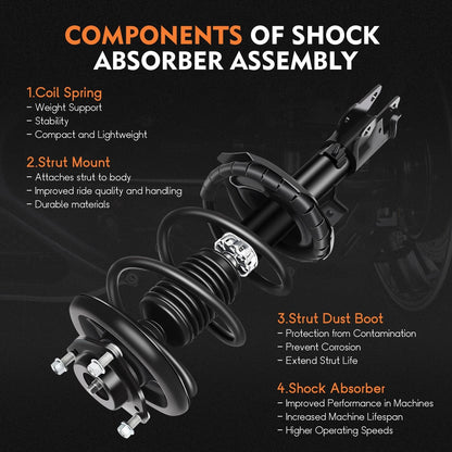Set of 4 Struts Shocks Springs & Mounts for Mitsubishi Lancer GTS (2008–2010)