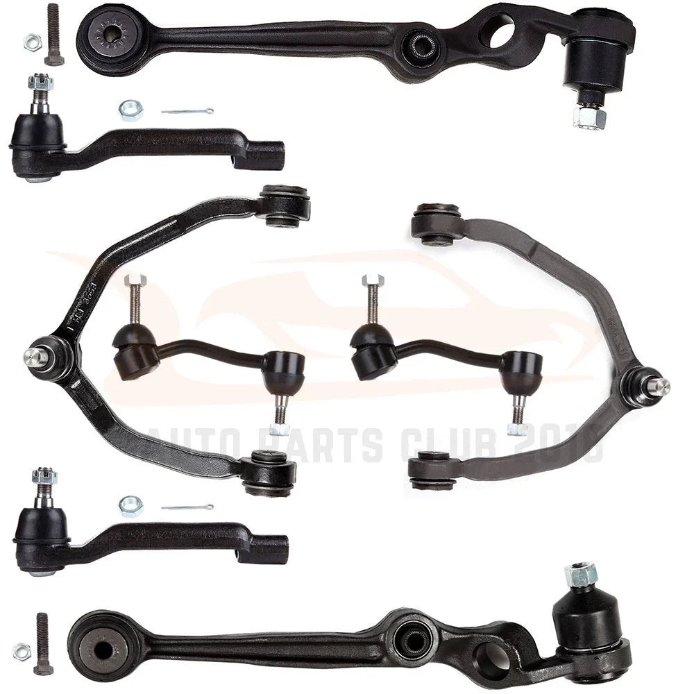Set of 8 Upper Lower Control Arms Outer Tie Rods for Ford Thunderbird & Mercury Cougar