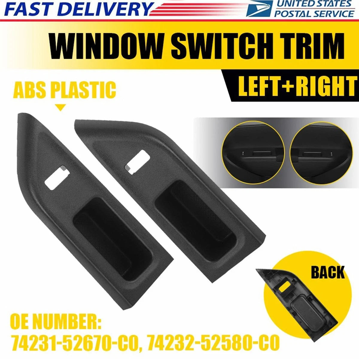 Window Switch Trim Bezel Pair for Toyota Yaris Hatchback (2012-2015)