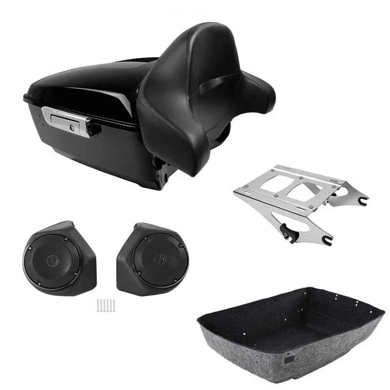 Backrest Pad with Speakers Mount Rack for Harley Touring Glide 2014-2026