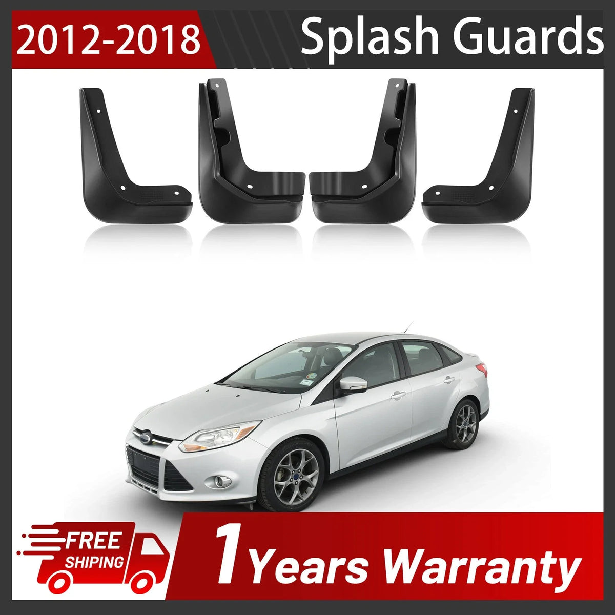 Splash Guards Mud Flaps for 2011-2018 Ford Focus Sedan (Set of 4)