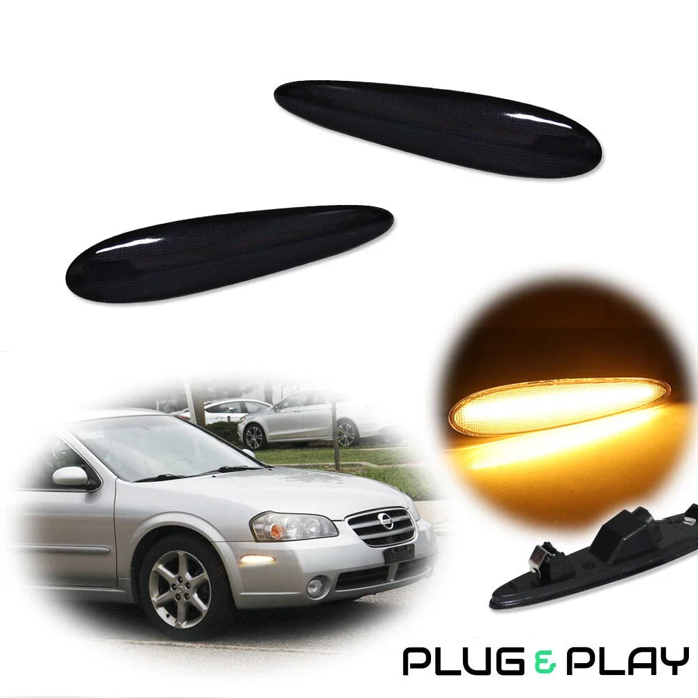 Smoked Amber LED Front Side Marker Lights for Nissan Maxima (2000–2003)