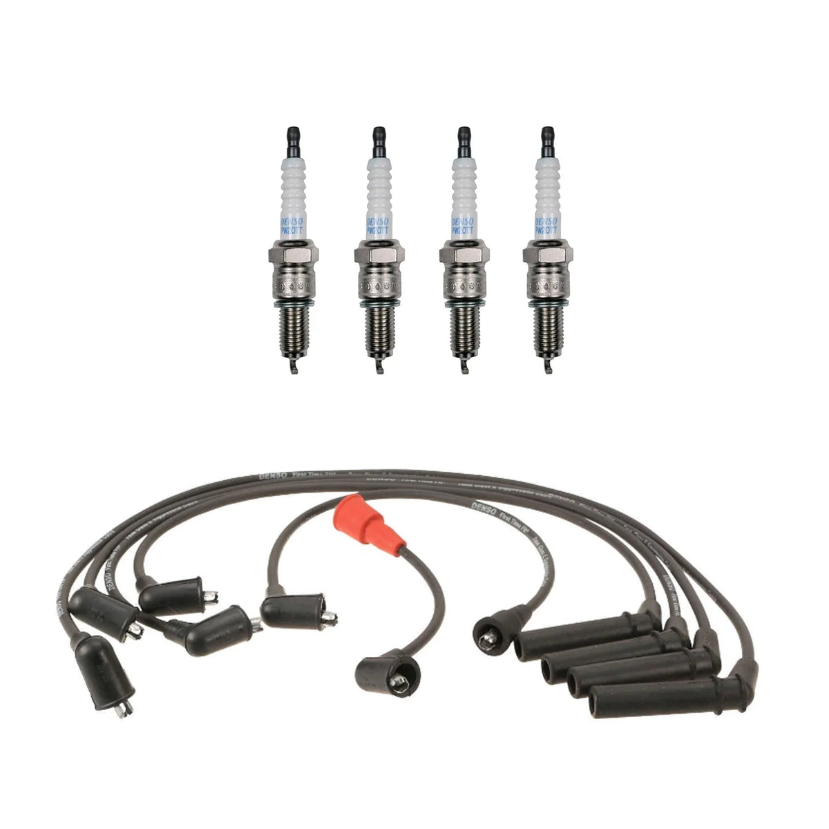 Denso 7mm Wire Set & 4 Platinum TT Spark Plugs for Dodge Hyundai Plymouth