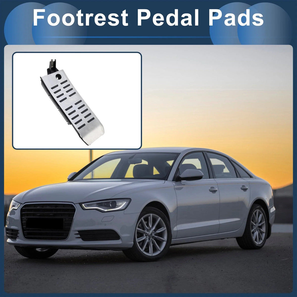 1 Pc Footrest Pedal Cover for Audi A6 (2005–2011) Silver Tone
