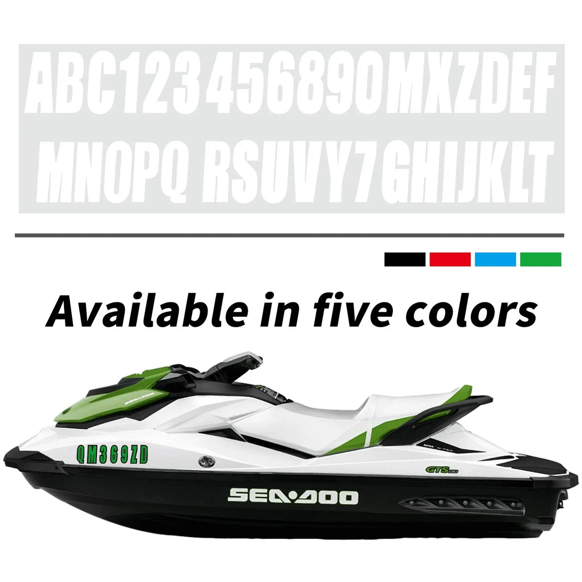4 White Decals for Boat Registration Letters A-Z and Numbers 0-9