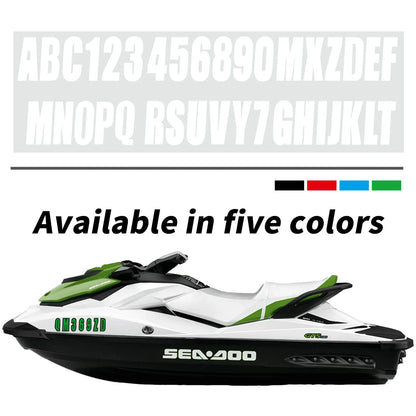 4 White Decals for Boat Registration Letters A-Z and Numbers 0-9