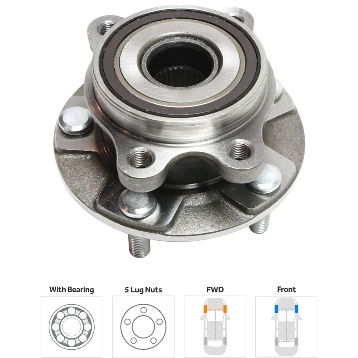 2-Piece Wheel Hub Set with Bearings for 2006-2018 Toyota RAV4
