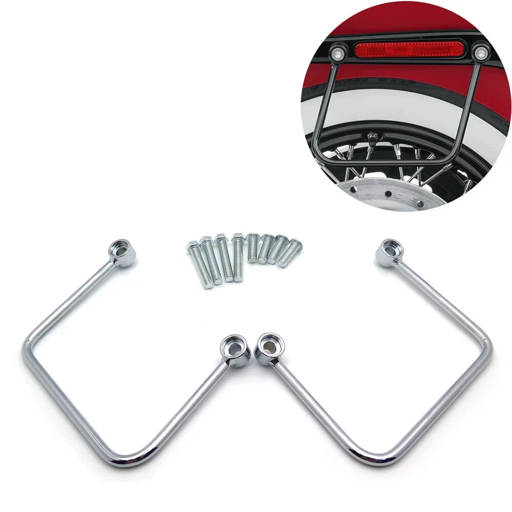 Chrome Throw-over Saddlebag Support Brackets for 2018-2021 Harley FLSL FXBB