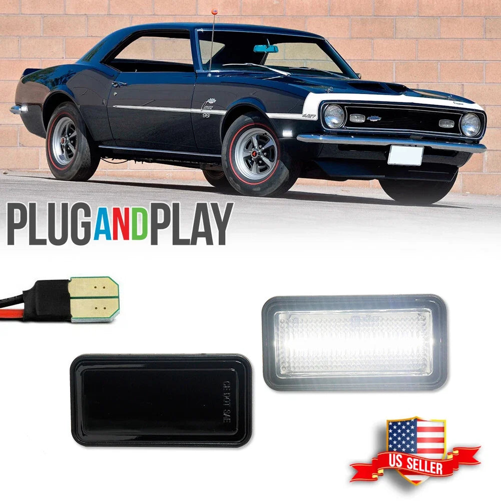 Set of 4 Smoke LED Side Marker Lights for 1968-69 Camaro Impala Nova Corvette