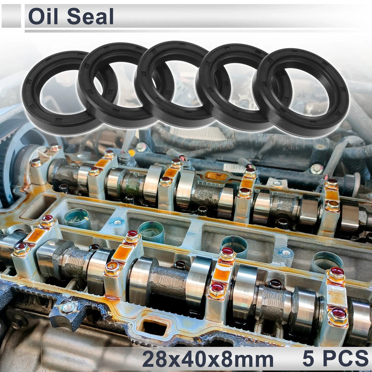 Set of 5 Oil Seal Rotary Shaft Seal TC Ring Nitrile Rubber 28x40x8mm
