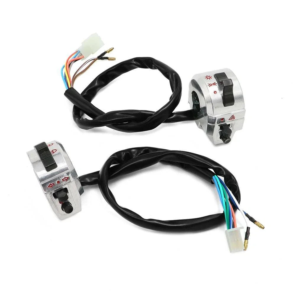 Set of 2 Chrome Handle Bar Switch Controls for Universal Motorcycle (7/8")