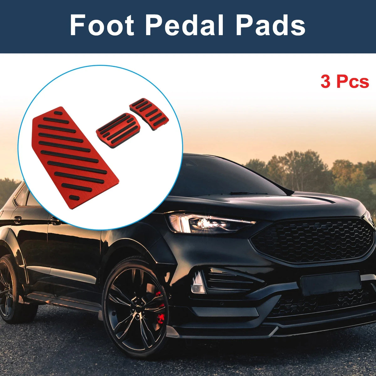 3 Pcs Accelerator Pedal Covers for Ford Edge (2023) Red