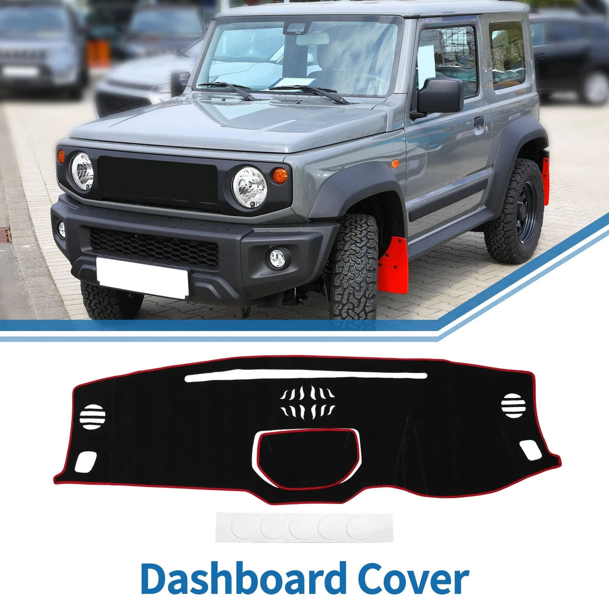 Dashboard Cover Mat for Toyota Tundra (2014–2021) Black Red Sun Protector
