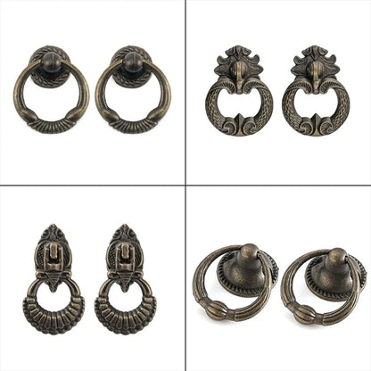 10 Vintage Drop Ring Pull Knobs for Kitchen Cupboard Drawers