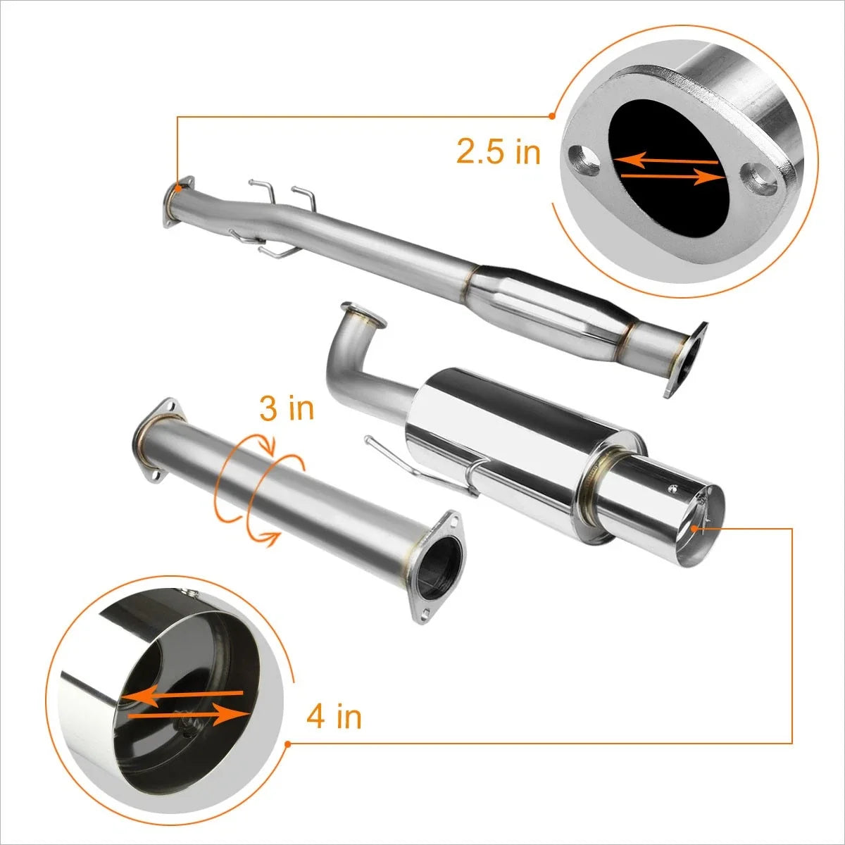 Removable Silencer Catback Exhaust for Nissan Altima 3.5L V6 2007-2012