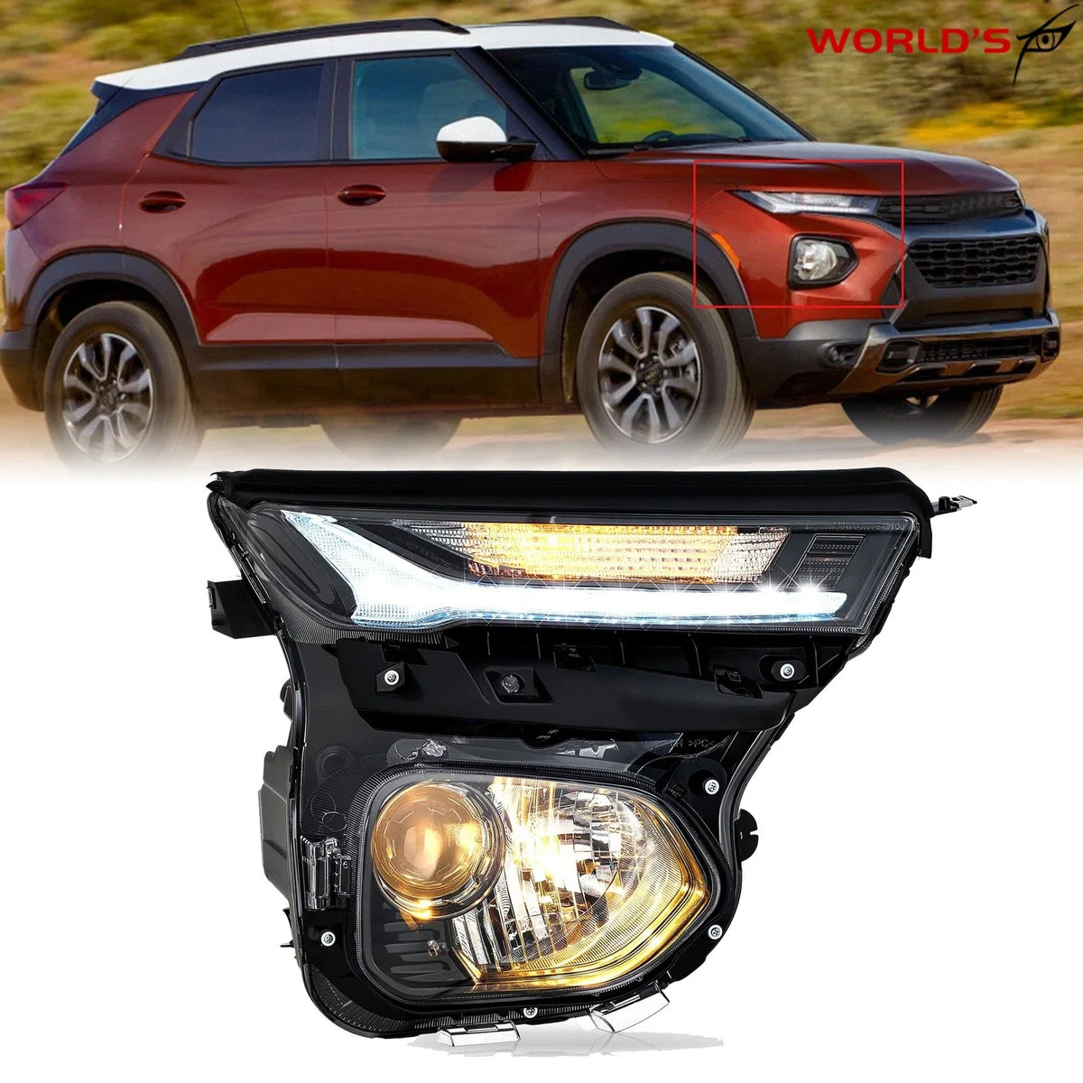 Headlight Halogen Projector Chrome for Chevy Trailblazer (2021–2023)