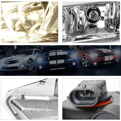 Front Bumper Fog Lights Set with Clear Lens + Silver Bezel for Rogue 2017-2018