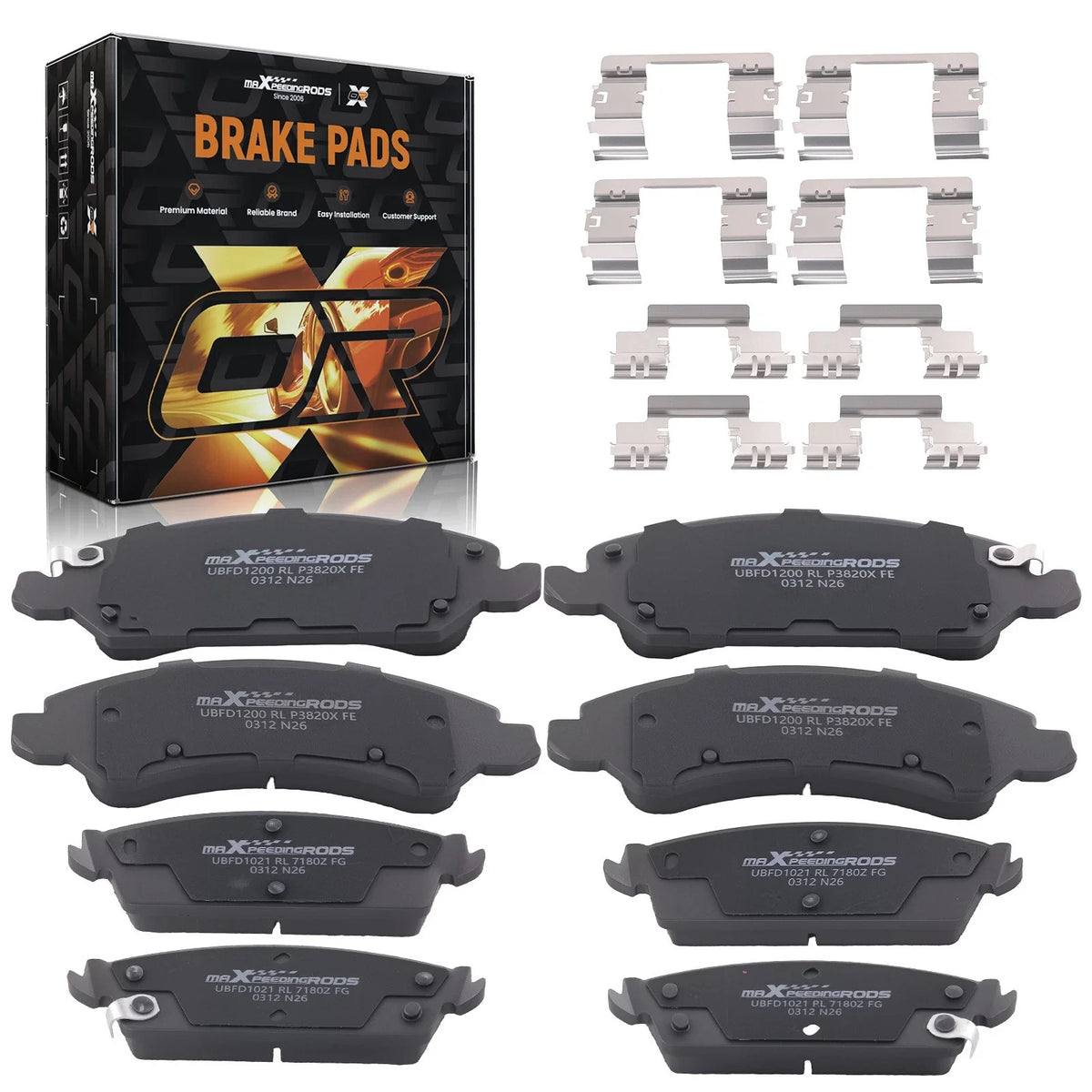 8pcs Disc Brake Pads Set for GMC Sierra/Chevy Silverado 1500 (2007–2013)