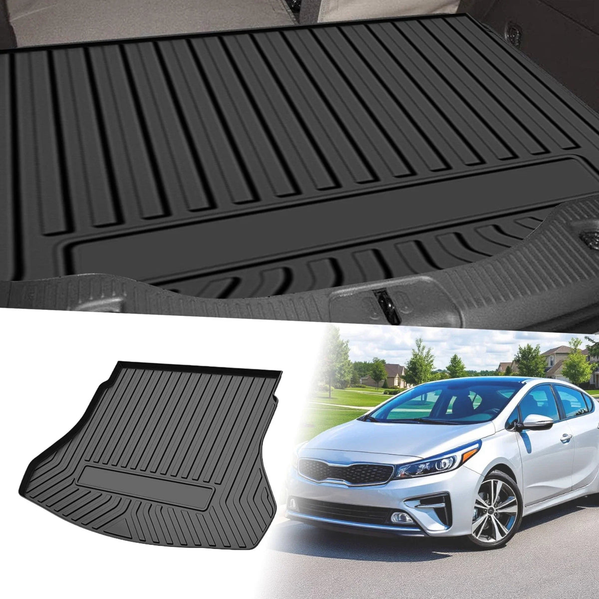Flat Face Cargo Liner Rear Trunk Mat for Kia Forte (2018–2020) TPE