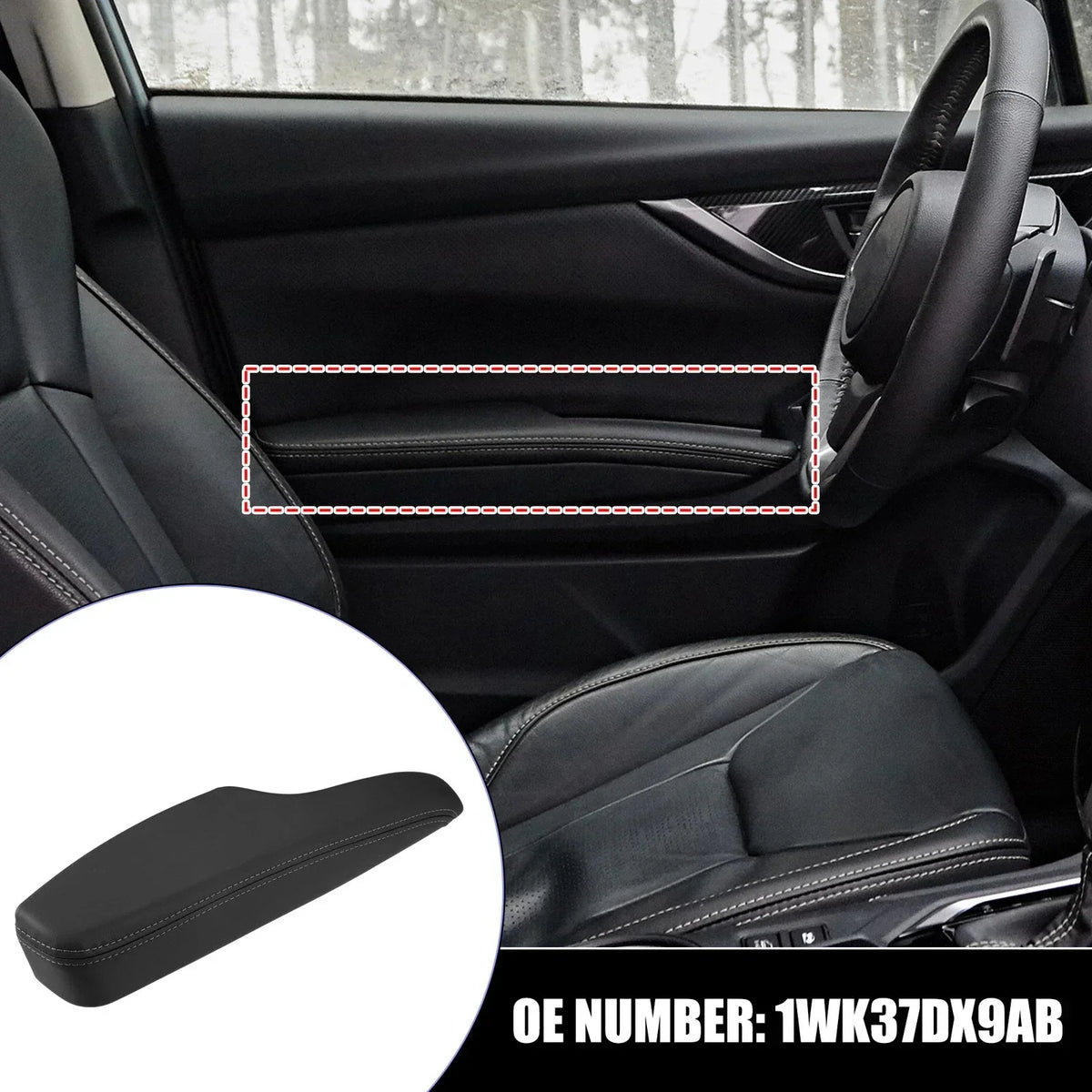 Inner Door Armrest in Faux Leather for Dodge 2011-2023 Front Left