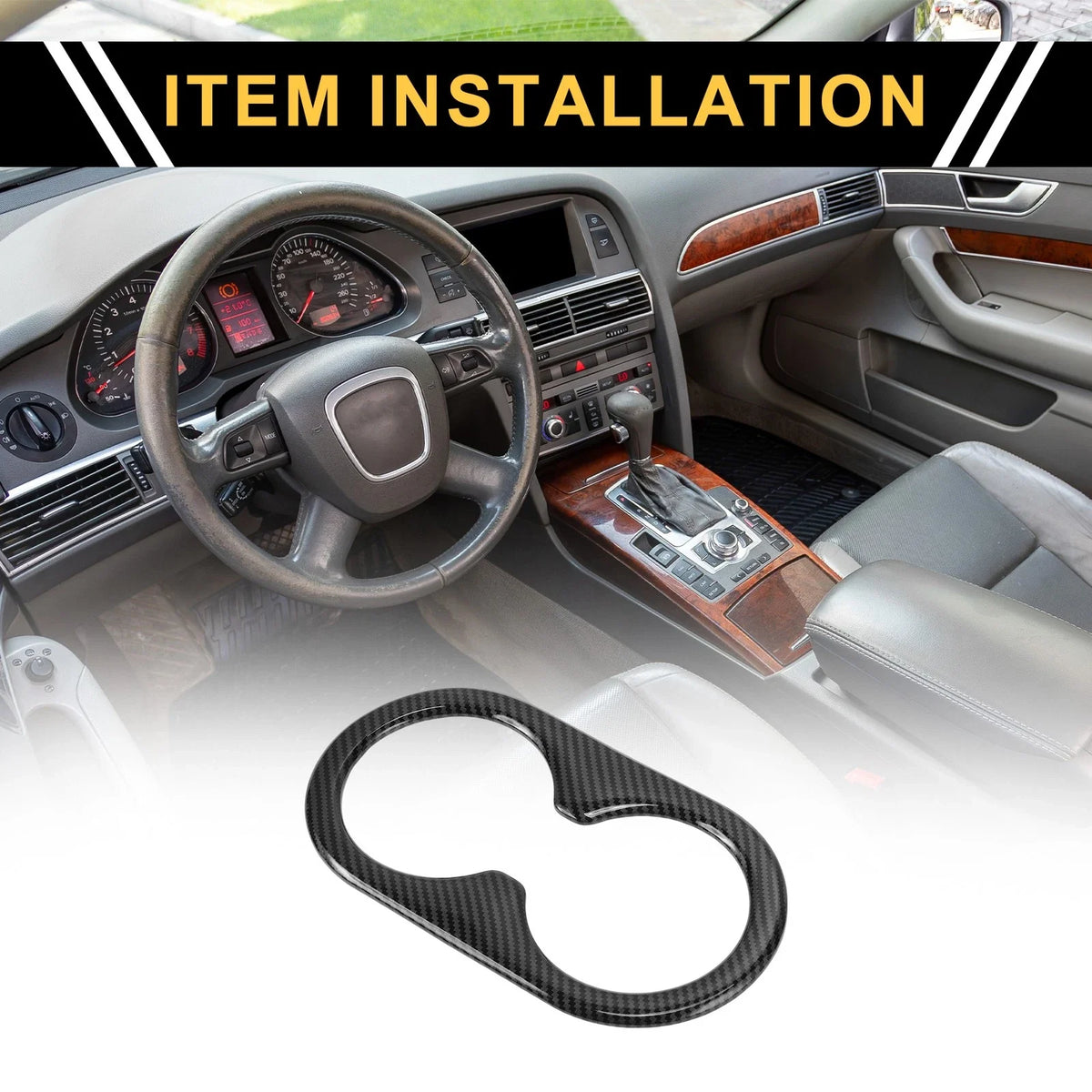 Carbon Fiber Pattern Cup Holder Trim for Ford F-150 (2021–2024)