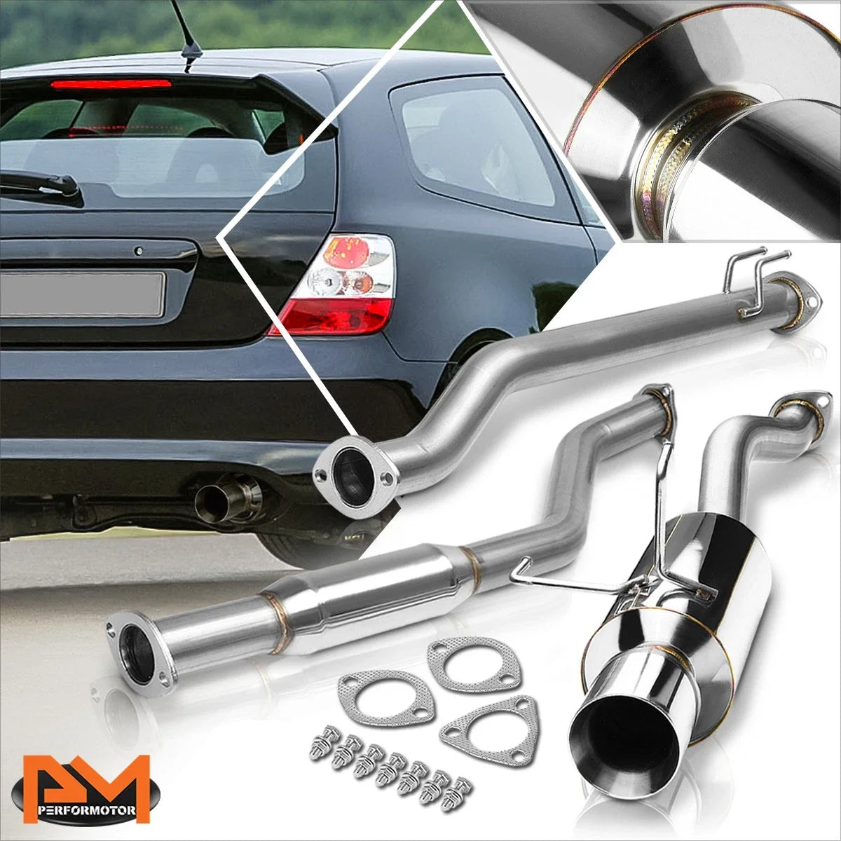 4" Rolled Tip Catback Exhaust for 2002-2005 Honda Civic Si EP3