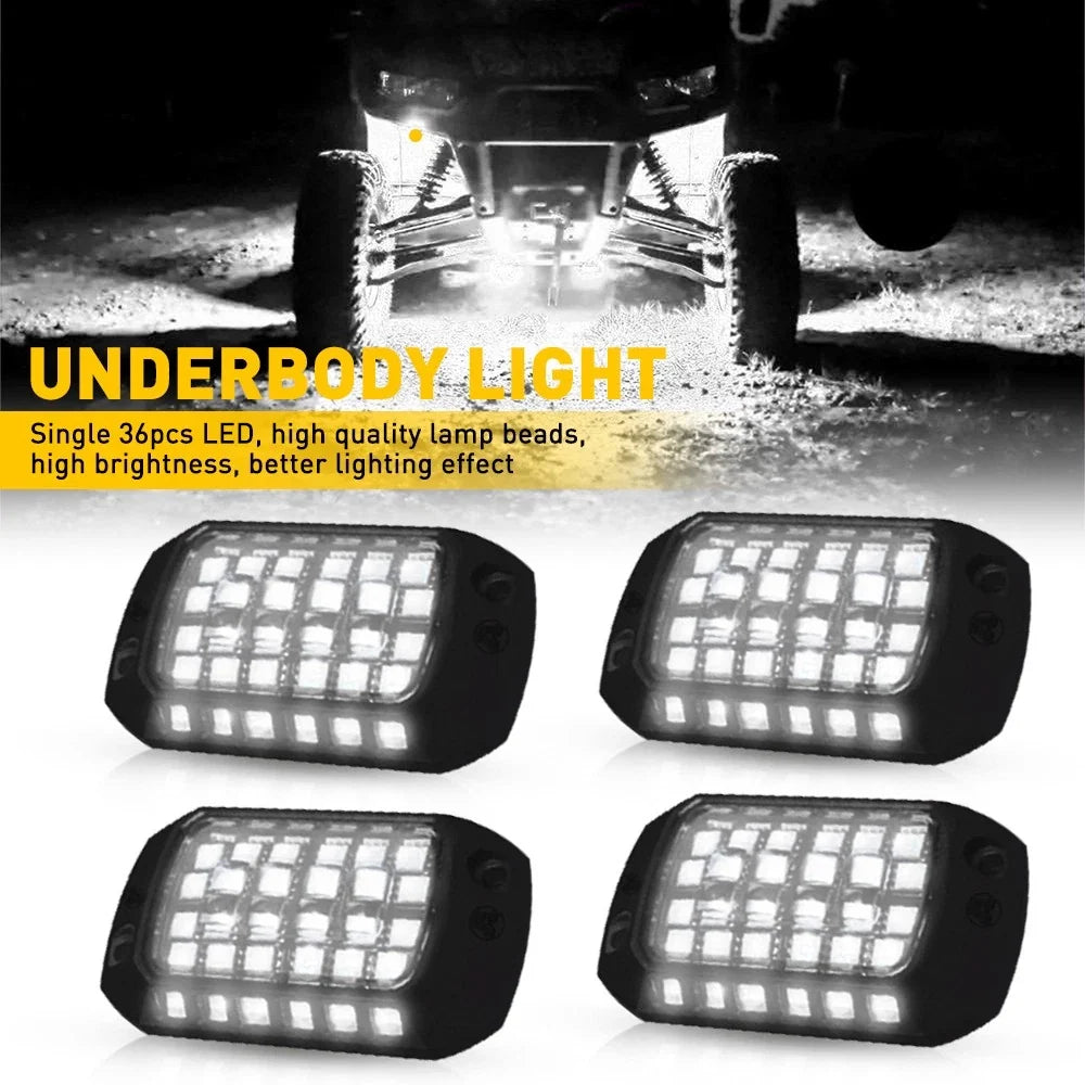 Waterproof 4X Pure White LED Rock Lights for All Vehicles