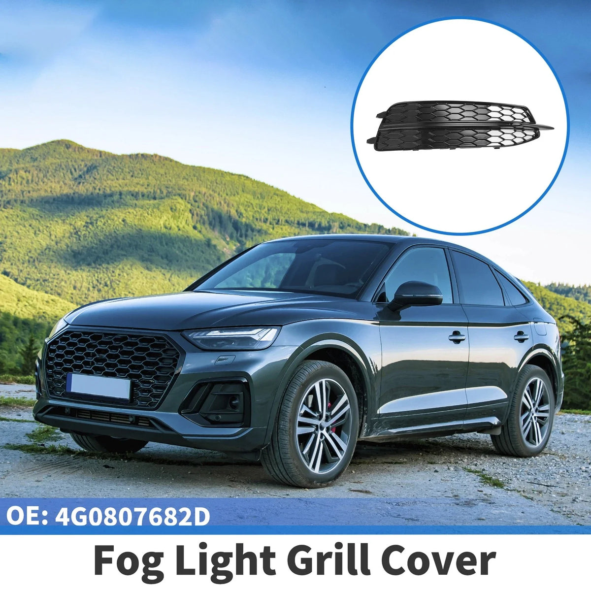 1pc Fog Light Grill for Audi A6 C7 (2011–2014) No. 4G0807682D Black