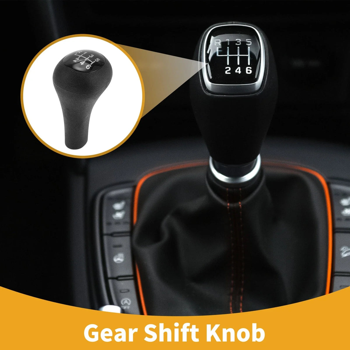 6 Speed Gear Shift Knob for Ford Focus (2003–2007) Black Plastic