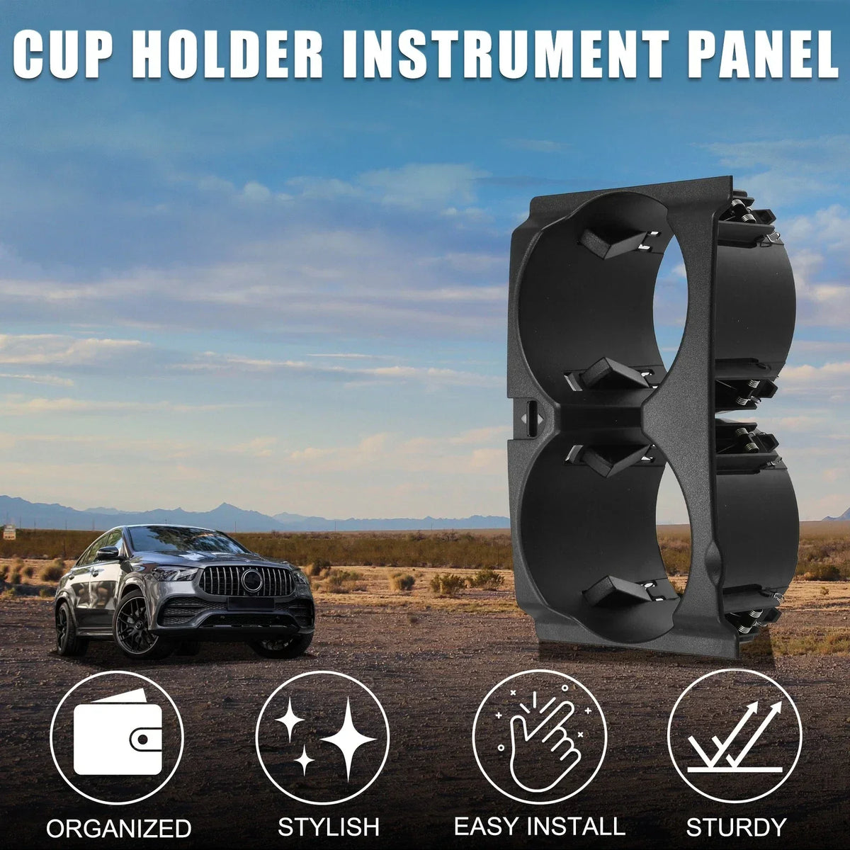 Cup Holder for E350 2010-2013 Mercedes-Benz - 2 Drink Holders