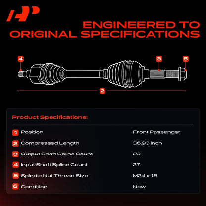 Front Right CV Axle Assembly Turbo for Nissan Sentra 2017-2019