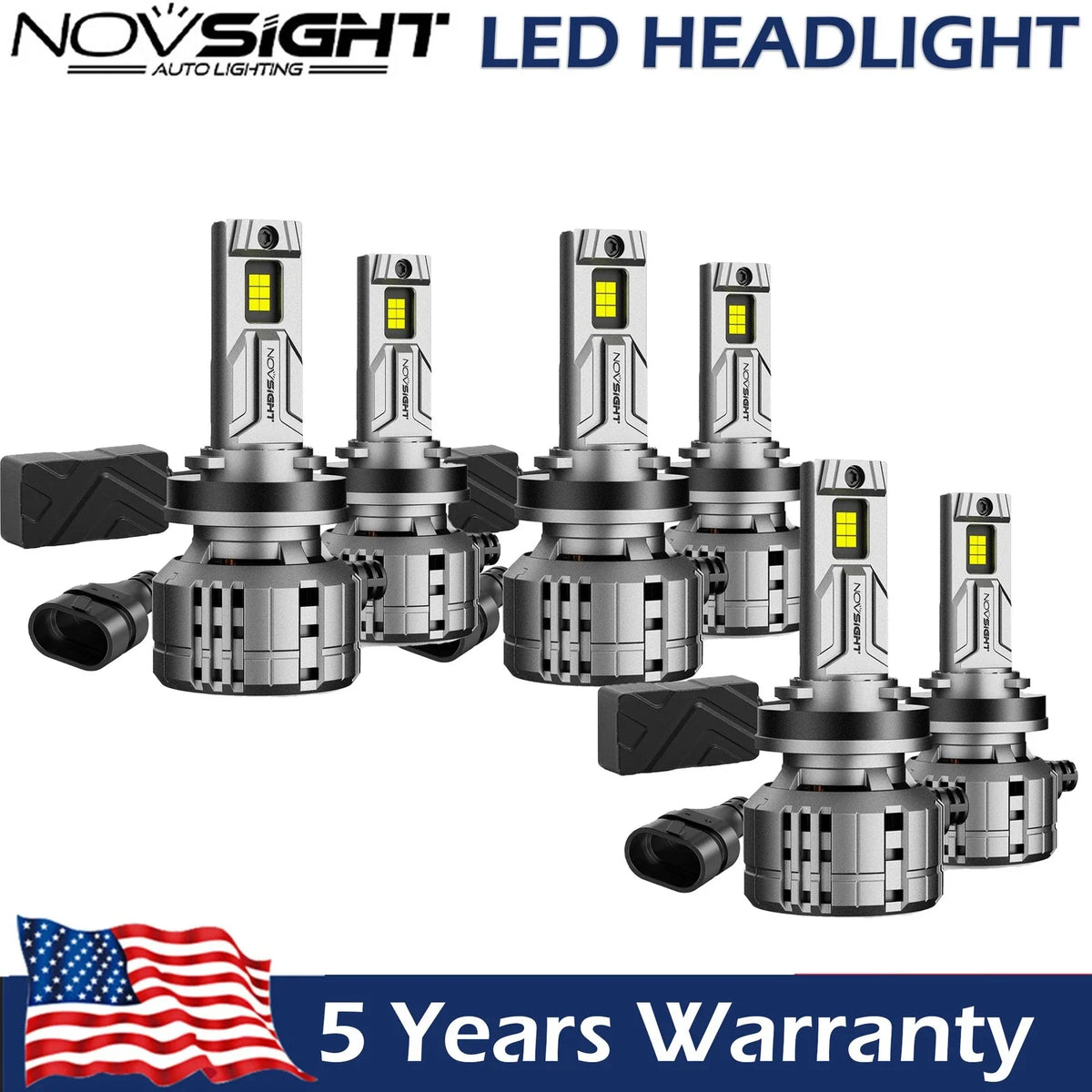 6 Pack H11 LED Headlight Bulbs (6500K)