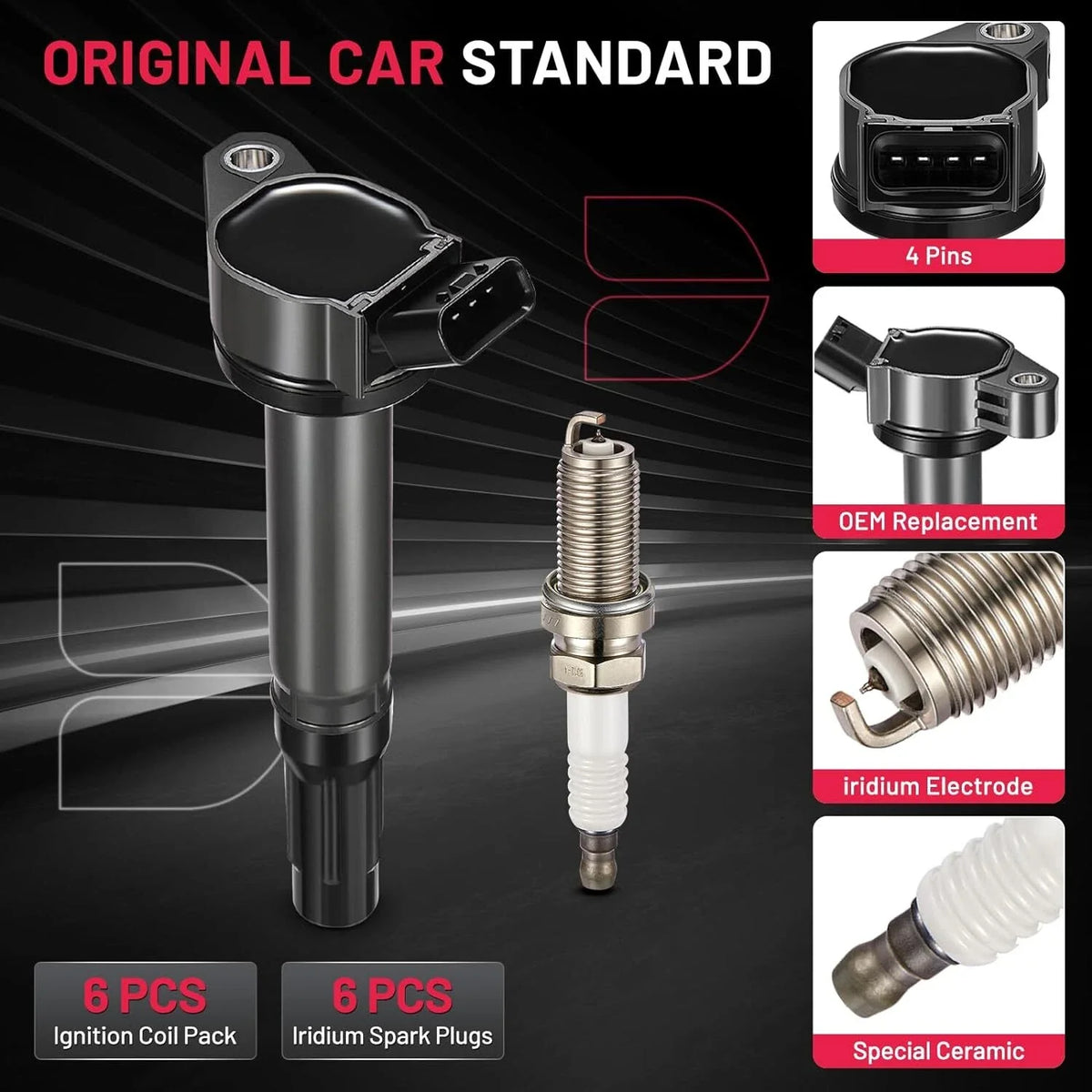 6x Ignition Coils + Spark Plugs for Toyota RAV4, Camry V6 3.5L, Avalon 2.5L UF487