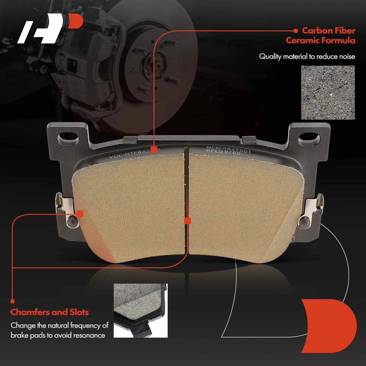 Ceramic Front Brake Pads with Hardware for Genesis G90 2017-2020 - 4 Pack