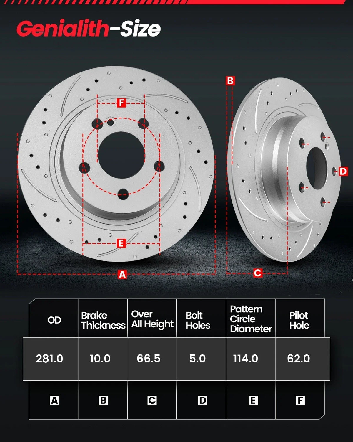 Disc Rotors and Ceramic Brake Pads for Lexus ES350 2007-2012 Front/Rear