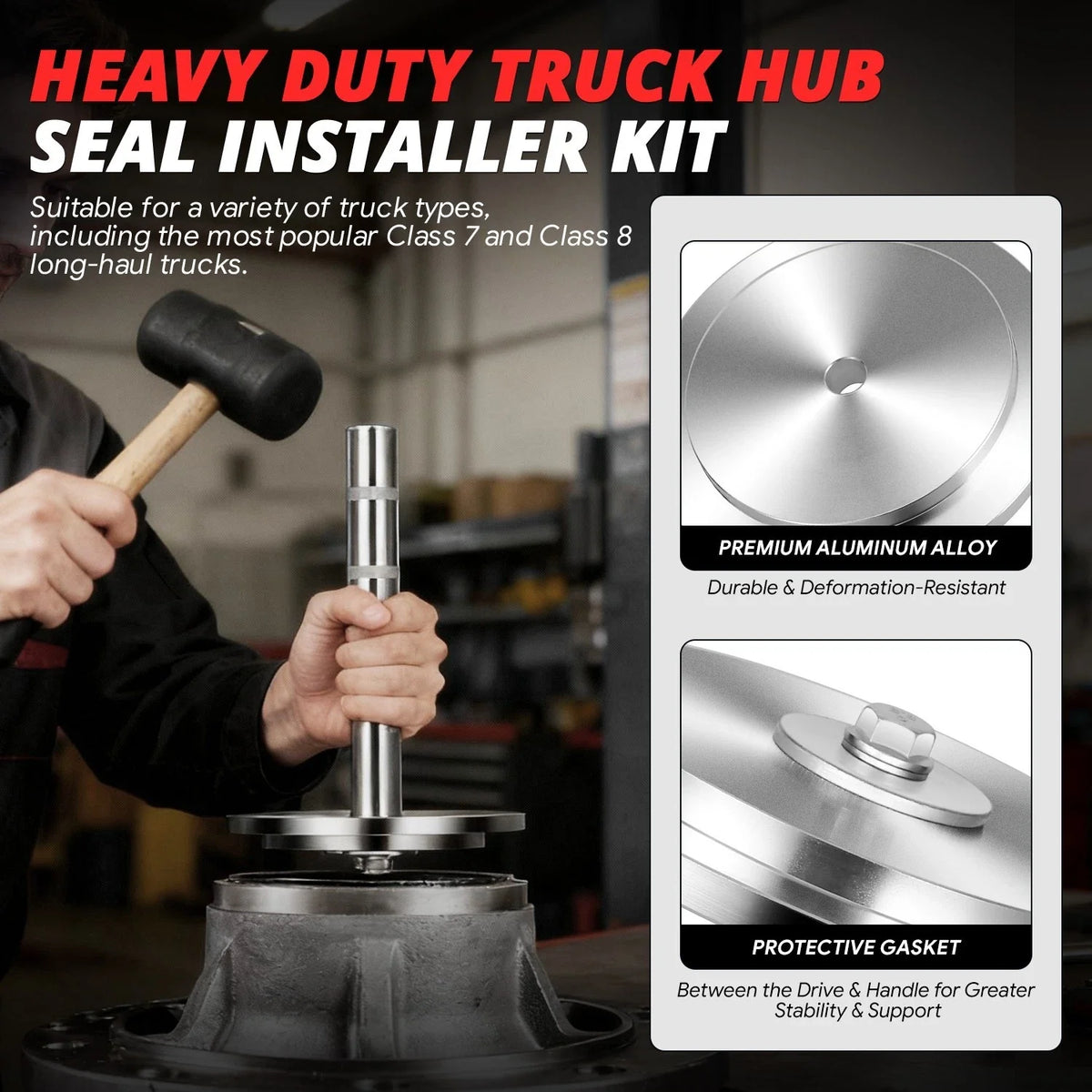 Set of 5 Aluminum Hub Seal Installers for Class 7&8 Trucks