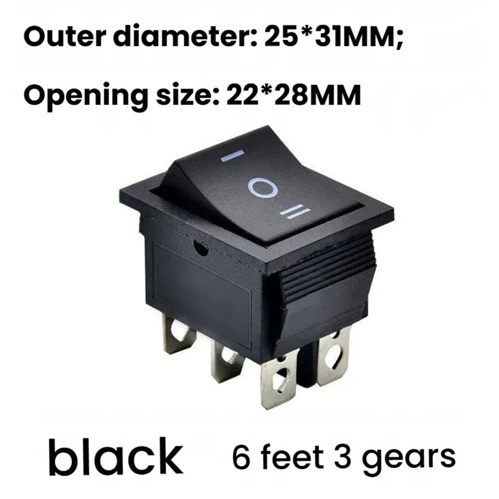2X KCD4 Boat Rocker Switch 3-Way 6-Pin Self-Resetting Black