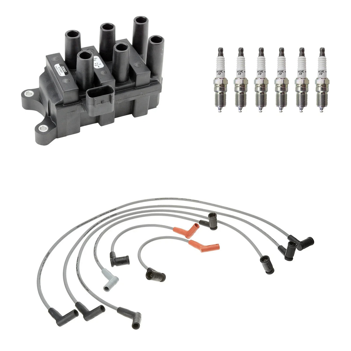 Set of 6 Denso Ignition Coil Wires & NGK Spark Plugs for Freestar V6 (2004–2007)