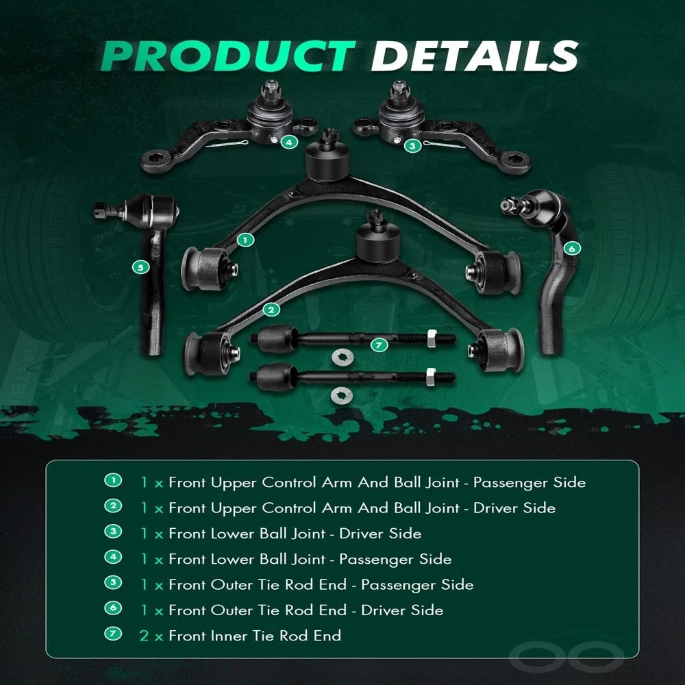 Set of 8 Front Control Arms & Tie Rods for Lexus GS300 GS400 GS430